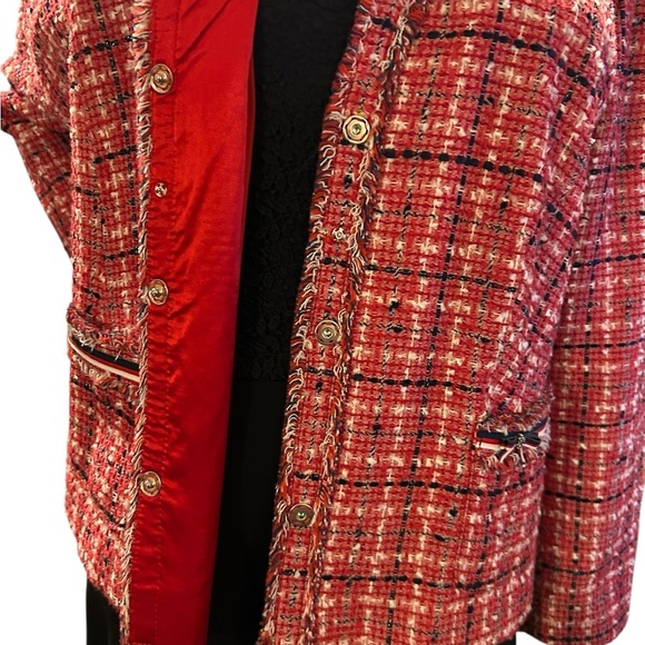 Basler Gmbh Black, Red, and White Size 16 Tweed Plaid Ladies Jacket - Picture 9 of 13